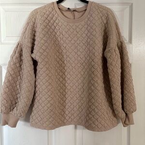 She + Sky Quilted Tan Pullover